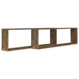 Berkfield Home Wall Cube Shelves 2 pcs Smoked Oak 100x15x30 cm Engineered Wood in Brown - Size: 100 x 15 x 30 cm - thumbnail 3