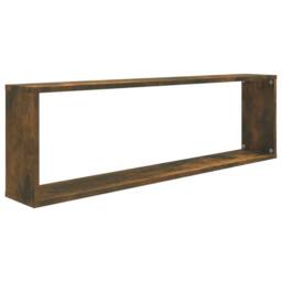 Berkfield Home Wall Cube Shelves 2 pcs Smoked Oak 100x15x30 cm Engineered Wood in Brown - Size: 100 x 15 x 30 cm - thumbnail 5