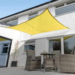 Primrose 5m x 4m Waterproof Patio Sun Shade Sail Canopy 98% UV Block Free Rope in Yellow - thumbnail 2