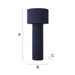 ValueLights Lenny Drum Lamp Shade Colour Drench Ribbed Full Fabric Midi Floor Lamp in Navy - thumbnail 7