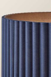 ValueLights Lenny Drum Lamp Shade Colour Drench Ribbed Full Fabric Midi Floor Lamp in Navy - thumbnail 4
