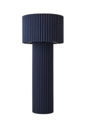 ValueLights Lenny Drum Lamp Shade Colour Drench Ribbed Full Fabric Midi Floor Lamp in Navy - thumbnail 6