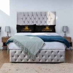 UK Bed Furniture Monaco Divan Bed with 2 Drawers Same Side & 26 Inch headboard in Silver - Size: Single - thumbnail 2