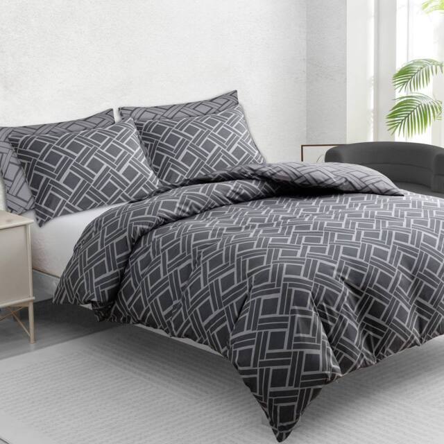 Grace Luxury Double Duvet Cover Set with Matching Pillowcases in Charcoal - Size: Single - image 1