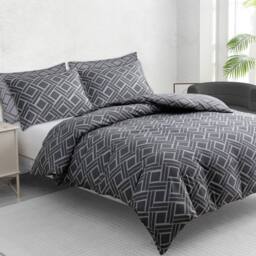 Grace Luxury Double Duvet Cover Set with Matching Pillowcases in Charcoal - Size: Single - thumbnail 1