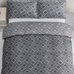 Grace Luxury Double Duvet Cover Set with Matching Pillowcases in Charcoal - Size: Single - thumbnail 2