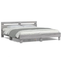 Berkfield Home Bed Frame with LED without Mattress Grey Sonoma 160x200 cm - thumbnail 1