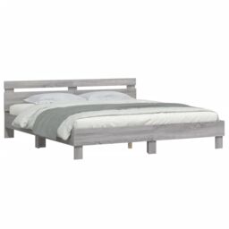 Berkfield Home Bed Frame with LED without Mattress Grey Sonoma 160x200 cm - thumbnail 5