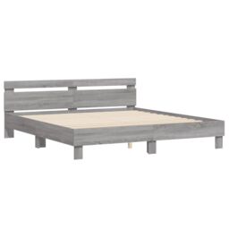 Berkfield Home Bed Frame with LED without Mattress Grey Sonoma 160x200 cm - thumbnail 6