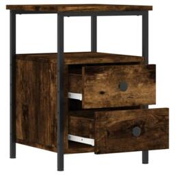 Berkfield Home Bedside Cabinet Smoked Oak 34x35.5x50 cm Engineered Wood in Brown - thumbnail 6