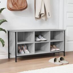 Berkfield Home Shoe Cabinet Grey Sonoma 100x35x50 cm Engineered Wood - Size: 100 x 35 x 50 cm - thumbnail 2