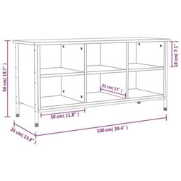Berkfield Home Shoe Cabinet Grey Sonoma 100x35x50 cm Engineered Wood - Size: 100 x 35 x 50 cm - thumbnail 9