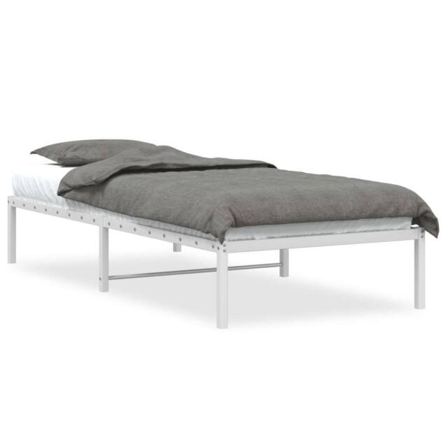 Berkfield Home Metal Bed Frame without Mattress White 90x200cm - Size: 90x200 cm - image 1