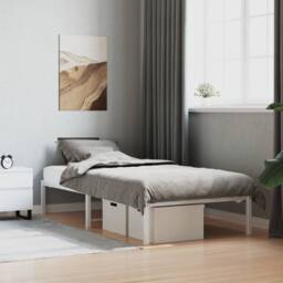Berkfield Home Metal Bed Frame without Mattress White 90x200cm - Size: 90x200 cm - thumbnail 2
