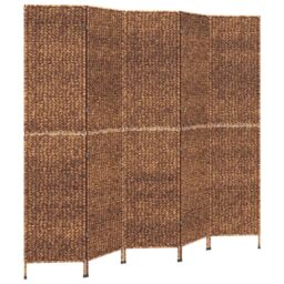 Berkfield Home Room Divider 5-Panel Brown 205x180 cm Water Hyacinth - thumbnail 6