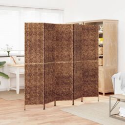 Berkfield Home Room Divider 5-Panel Brown 205x180 cm Water Hyacinth