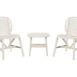 Wyld and Coco Off-White Bistro Set - 2 Low Chairs and Table in White - thumbnail 2