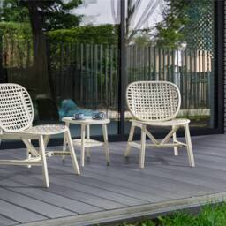 Wyld and Coco Off-White Bistro Set - 2 Low Chairs and Table in White - thumbnail 1