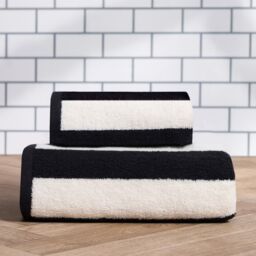 OHS Stripe 100% Cotton Bath Towel Hotel Quality Soft Absorbent in White - thumbnail 3