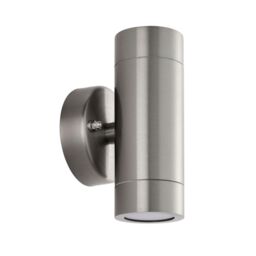 Netlighting Palin Outdoor Up Down Wall Lamp 2 Light Brushed Stainless Steel IP65 in Grey - thumbnail 2