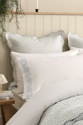 CHRISTY 'Mistletoe' Romance Design Cotton Duvet Cover Set in Duck Egg Blue - Size: Double - thumbnail 3