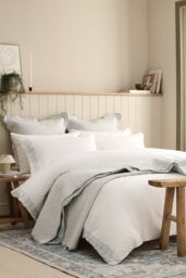 CHRISTY 'Mistletoe' Romance Design Cotton Duvet Cover Set in Duck Egg Blue - Size: Double - thumbnail 1