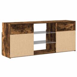 Berkfield Home TV Cabinet with LED Lights Smoked Oak 120x30x50 cm in Brown - Size: 120 x 30 x 50 cm - thumbnail 9