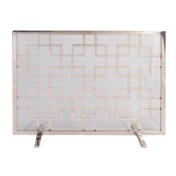 Dibor Contemporary Nickel 4pc Freestanding Fireside Companion Set with Fire Screen Guard in Silver - thumbnail 5
