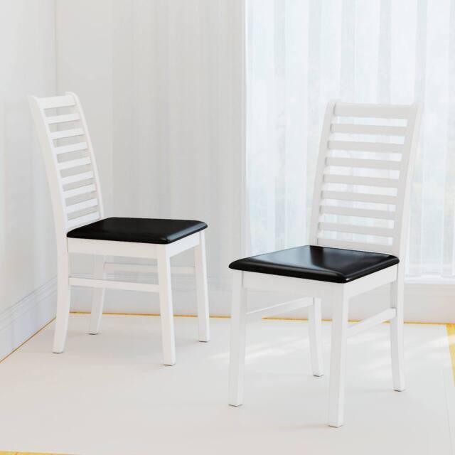 Costway 2PCS Wooden Dining Chair PU Leather Upholstered Kitchen Armless Chairs in White - image 1