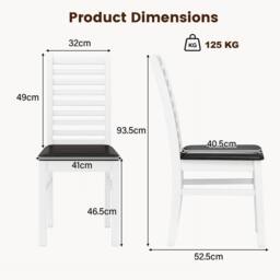Costway 2PCS Wooden Dining Chair PU Leather Upholstered Kitchen Armless Chairs in White - thumbnail 4