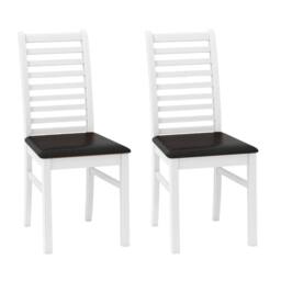 Costway 2PCS Wooden Dining Chair PU Leather Upholstered Kitchen Armless Chairs in White - thumbnail 2