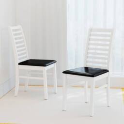 Costway 2PCS Wooden Dining Chair PU Leather Upholstered Kitchen Armless Chairs in White