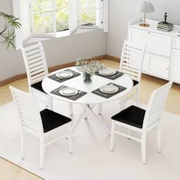 Costway 2PCS Wooden Dining Chair PU Leather Upholstered Kitchen Armless Chairs in White - thumbnail 7