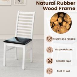 Costway 2PCS Wooden Dining Chair PU Leather Upholstered Kitchen Armless Chairs in White - thumbnail 8