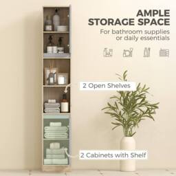 EONLION Oak 170cm Freestanding Bathroom Storage Cabinet in Natural - thumbnail 3