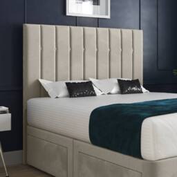 Casani Leyburn Upholstered Beige Soft Velvet Designer Bed Frame in Cream - Size: Single - thumbnail 6