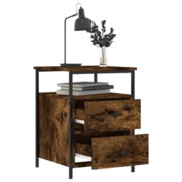 Berkfield Home Bedside Cabinet Smoked Oak 44x45x60 cm Engineered Wood in Brown - Size: 44 x 45 x 60 cm - thumbnail 4