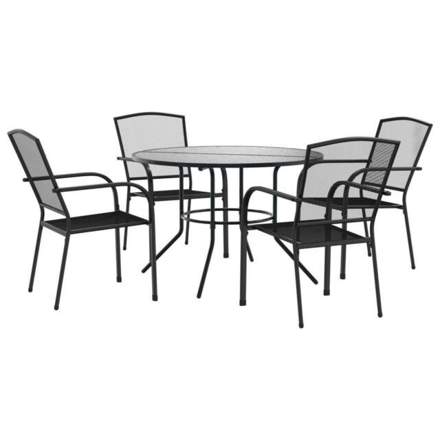 Berkfield Home Stackable Garden Chair Set 5 pcs Anthracite Powder-coated Steel in Dark Grey