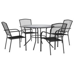 Berkfield Home Stackable Garden Chair Set 5 pcs Anthracite Powder-coated Steel in Dark Grey