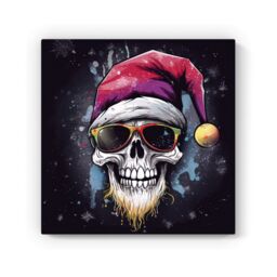 Warren Reed - Designer Happy Santa Skull Splashart Canvas - Size: w40 inch x h40 inch - thumbnail 2