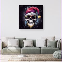 Warren Reed - Designer Happy Santa Skull Splashart Canvas - Size: w40 inch x h40 inch - thumbnail 1