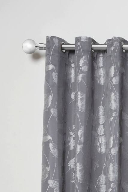 New Edge Blinds 16-19mm Sphere Extendable Eyelet Metal Curtain Pole Set in Metallic Silver - Size: 120 cm - image 1