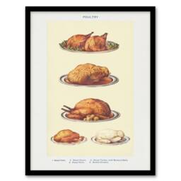 "Artery8 Poultry Dishes Vintage Kitchen Mrs Beeton Framed Wall Art Print in Yellow - Size: W12"" x H16""" - thumbnail 1