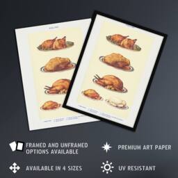 "Artery8 Poultry Dishes Vintage Kitchen Mrs Beeton Framed Wall Art Print in Yellow - Size: W12"" x H16""" - thumbnail 2