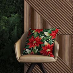 Warren Reed - Designer Poinsetta Watercolour Outdoor Cushion in Red - Size: 45 cm x 45 cm - thumbnail 2