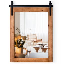 Costway Wall Mounted Mirror Rectangle Decorative Vanity Mirror in Brown - thumbnail 1