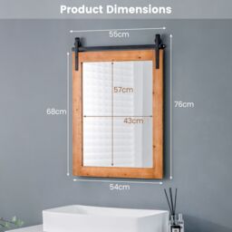 Costway Wall Mounted Mirror Rectangle Decorative Vanity Mirror in Brown - thumbnail 3