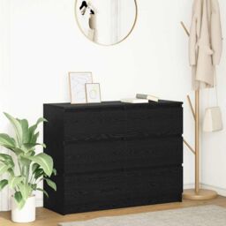 Berkfield Home Sideboard Black Oak 100x35x76 cm Engineered Wood - Size: 100 x 35 x 76 cm - thumbnail 1