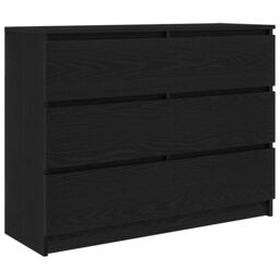 Berkfield Home Sideboard Black Oak 100x35x76 cm Engineered Wood - Size: 100 x 35 x 76 cm - thumbnail 2