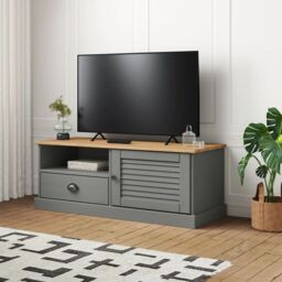 Berkfield Home TV Cabinet VIGO Grey 106x40x40 cm Solid Wood Pine - Size: 106 x 40 x 40 cm - thumbnail 1